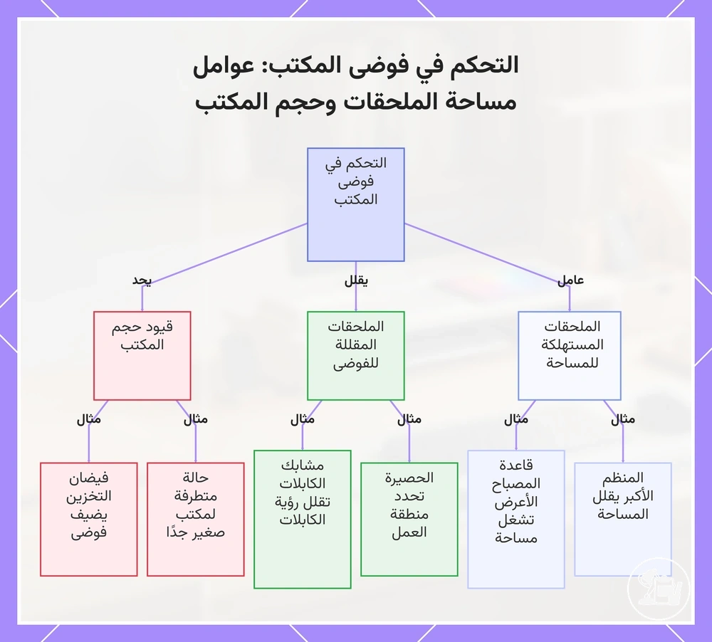 التحكم في فوضى المكتب: عوامل مساحة الملحقات وحجم المكتب