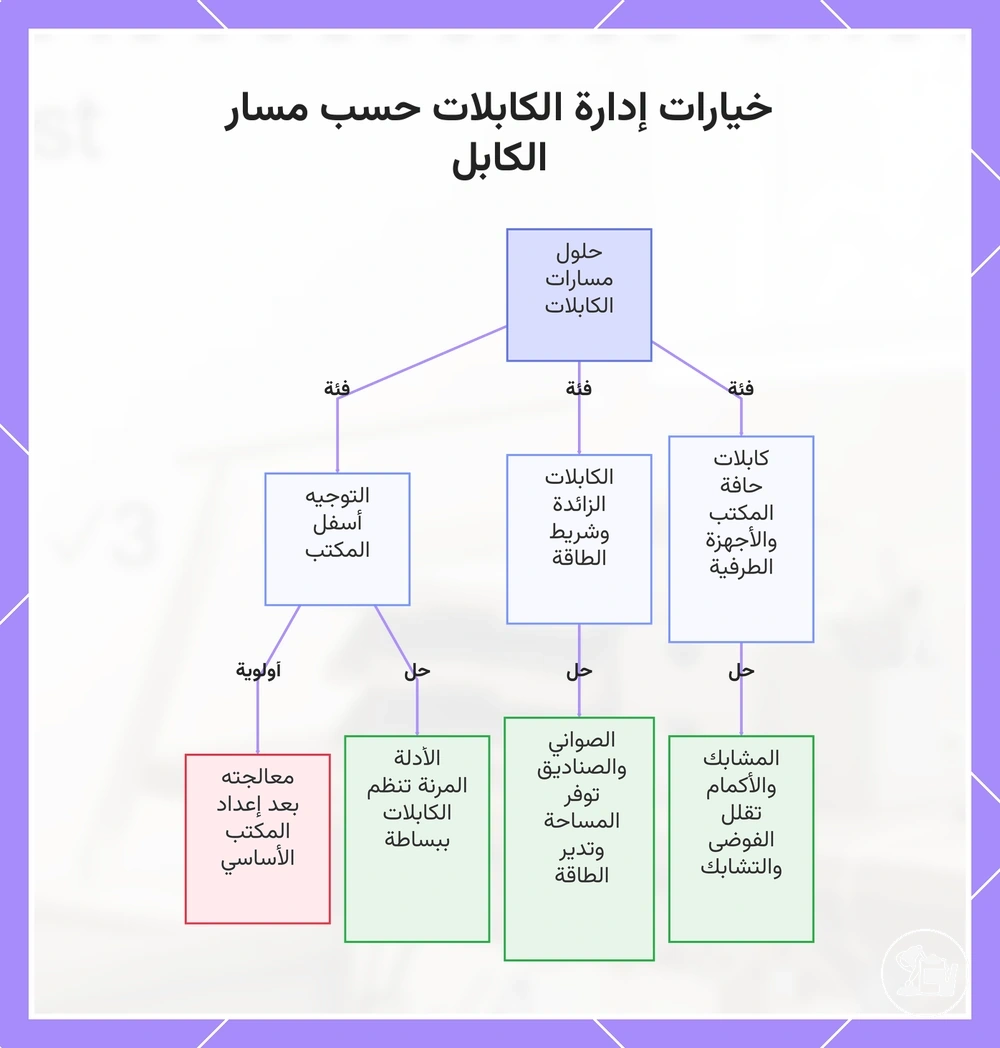 خيارات إدارة الكابلات حسب مسار الكابل