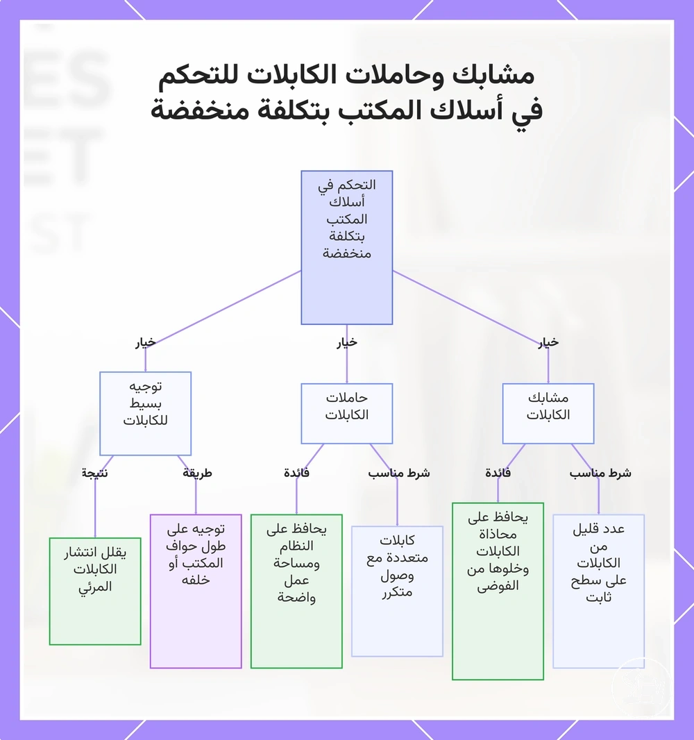 مشابك وحاملات الكابلات للتحكم في أسلاك المكتب بتكلفة منخفضة