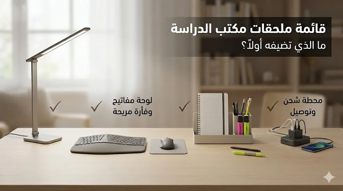 ترتيب على شكل قائمة لملحقات مكتب الدراسة حسب الأولوية لإعداد مكتب عملي