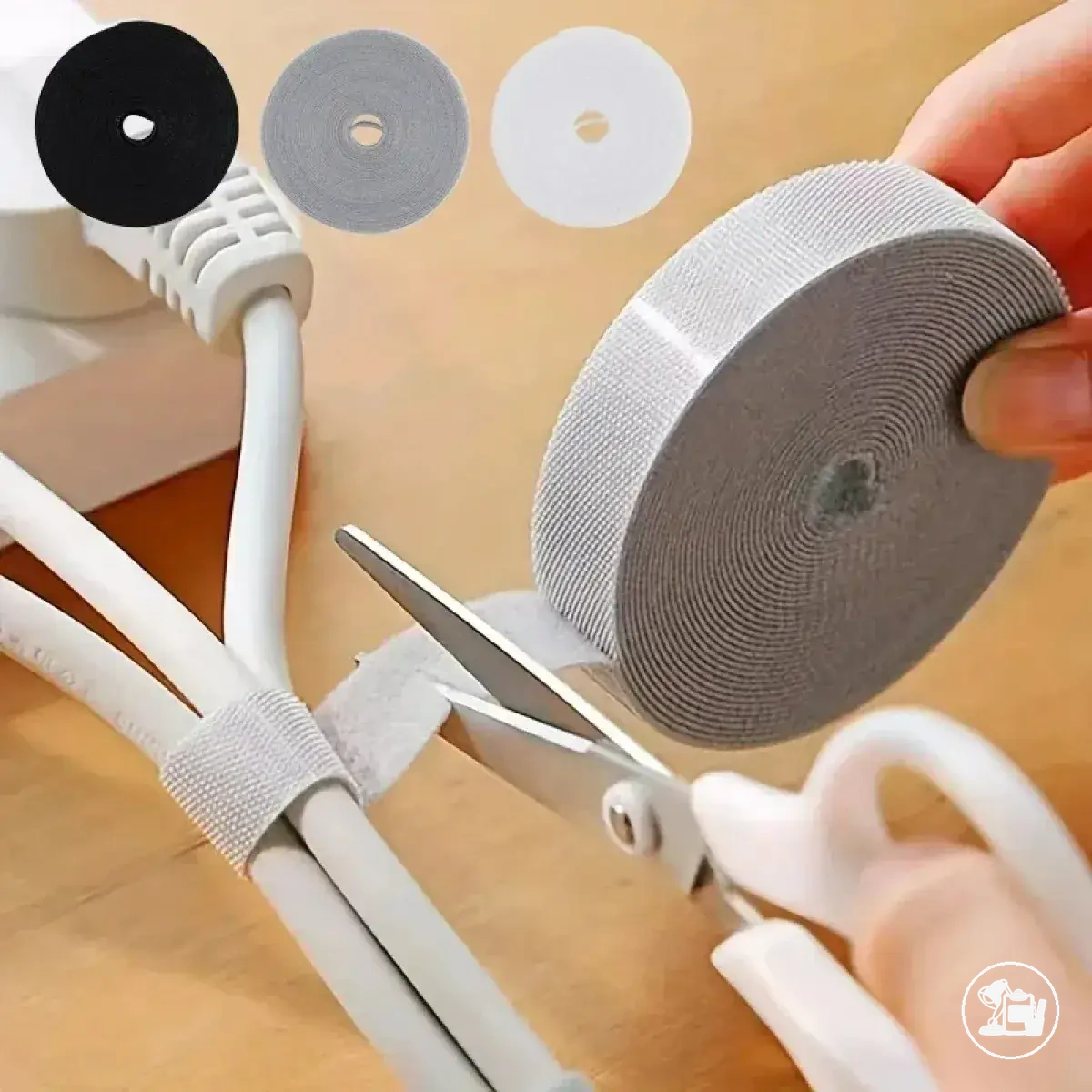 Klett-Kabelbinder zum Ordnen von USB-, Kopfhörer- und Mauskabeln