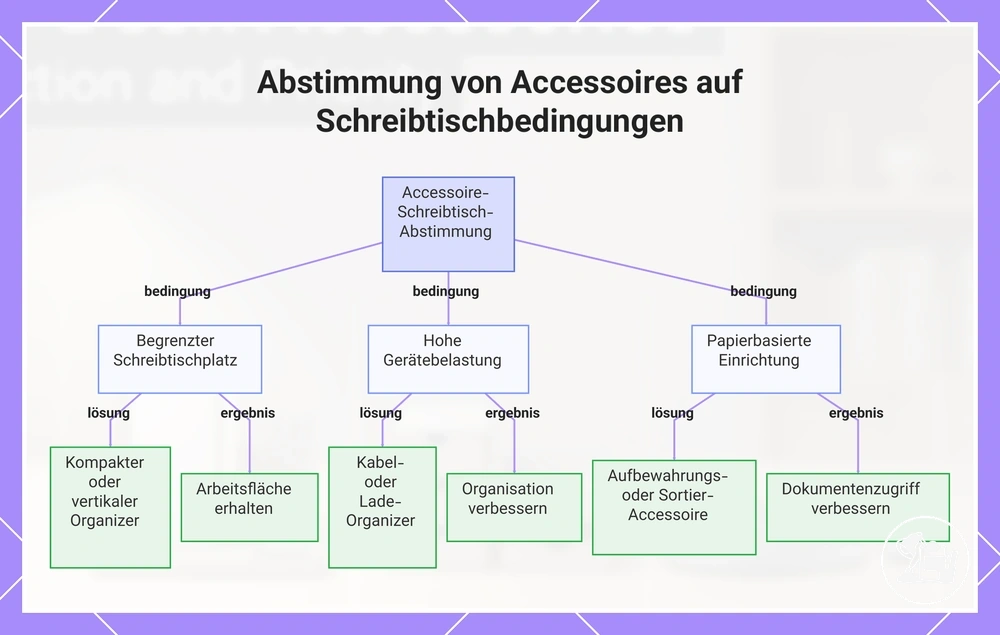 Abstimmung von Accessoires auf Schreibtischbedingungen