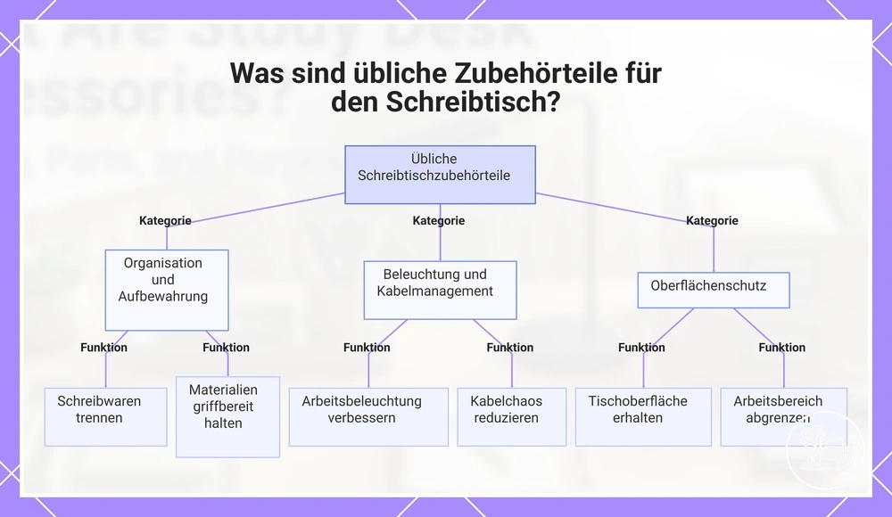 Was sind übliche Zubehörteile für den Schreibtisch?