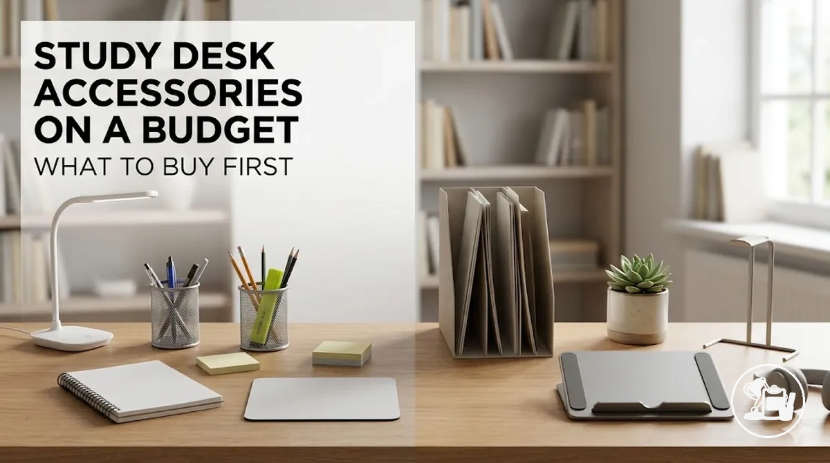 Budget-friendly study desk accessories arranged by first purchase priority