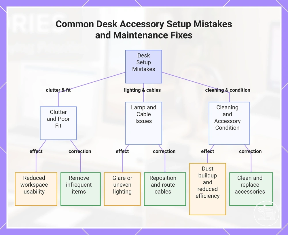 Common Desk Accessory Setup Mistakes and Maintenance Fixes