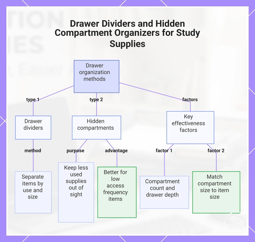 Drawer Dividers and Hidden Compartment Organizers for Study Supplies