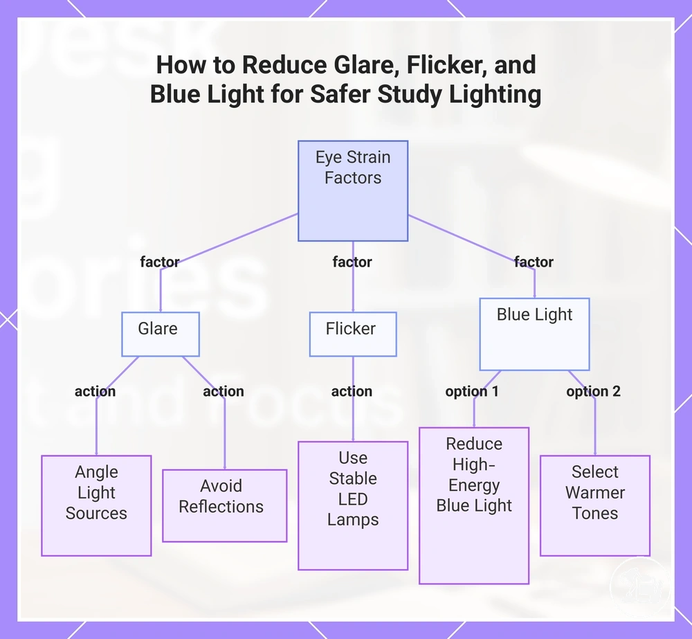 How to Reduce Glare, Flicker, and Blue Light for Safer Study Lighting