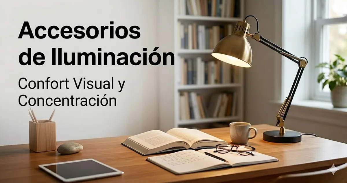 Accesorios de iluminación para escritorio de estudio colocados para leer, escribir y trabajar con comodidad visual