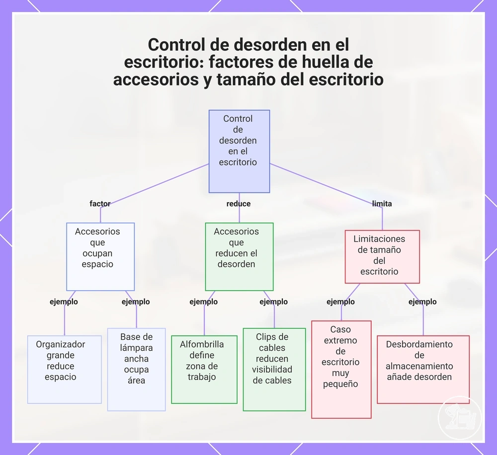 Control de desorden en el escritorio: factores de huella de accesorios y tamaño del escritorio