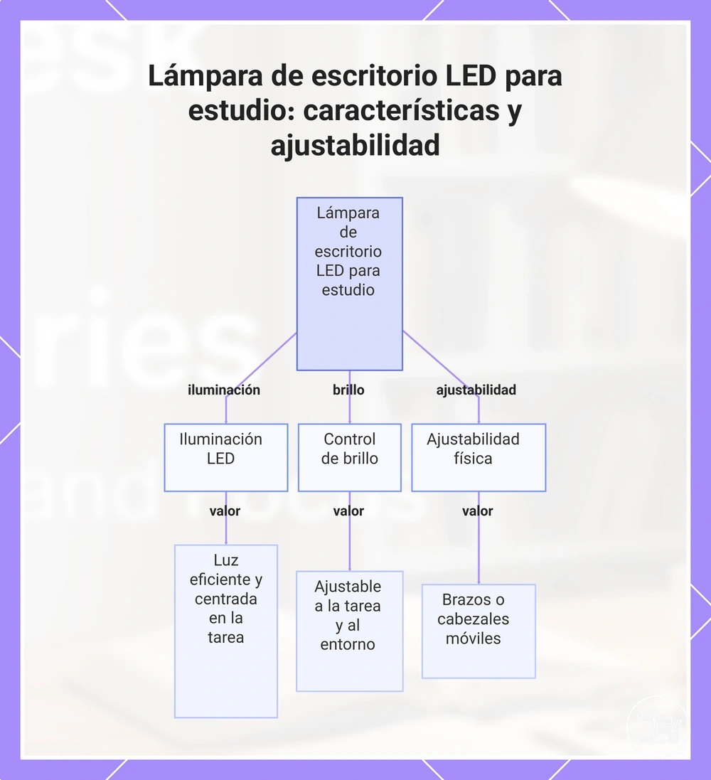 Lámpara de escritorio LED para estudio: características y ajustabilidad