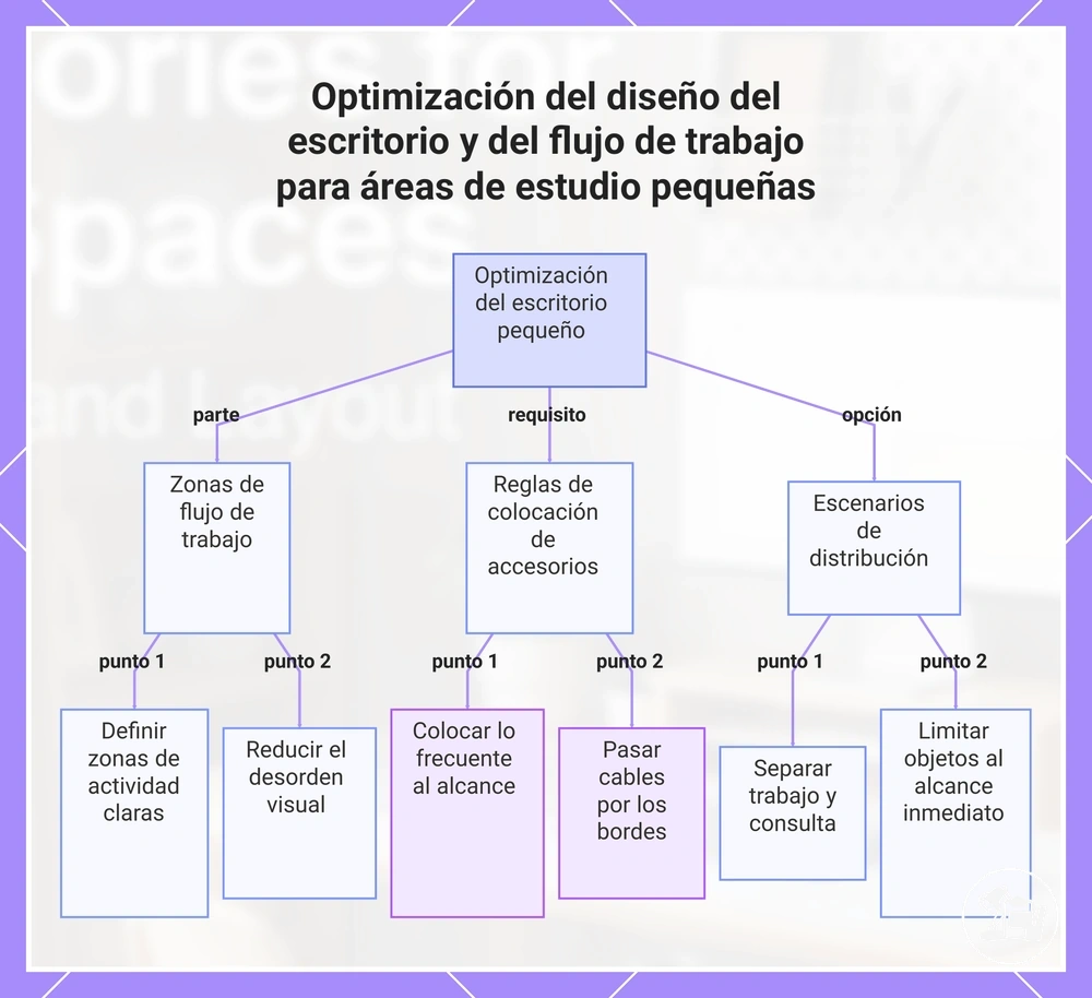 Optimización del diseño del escritorio y del flujo de trabajo para áreas de estudio pequeñas
