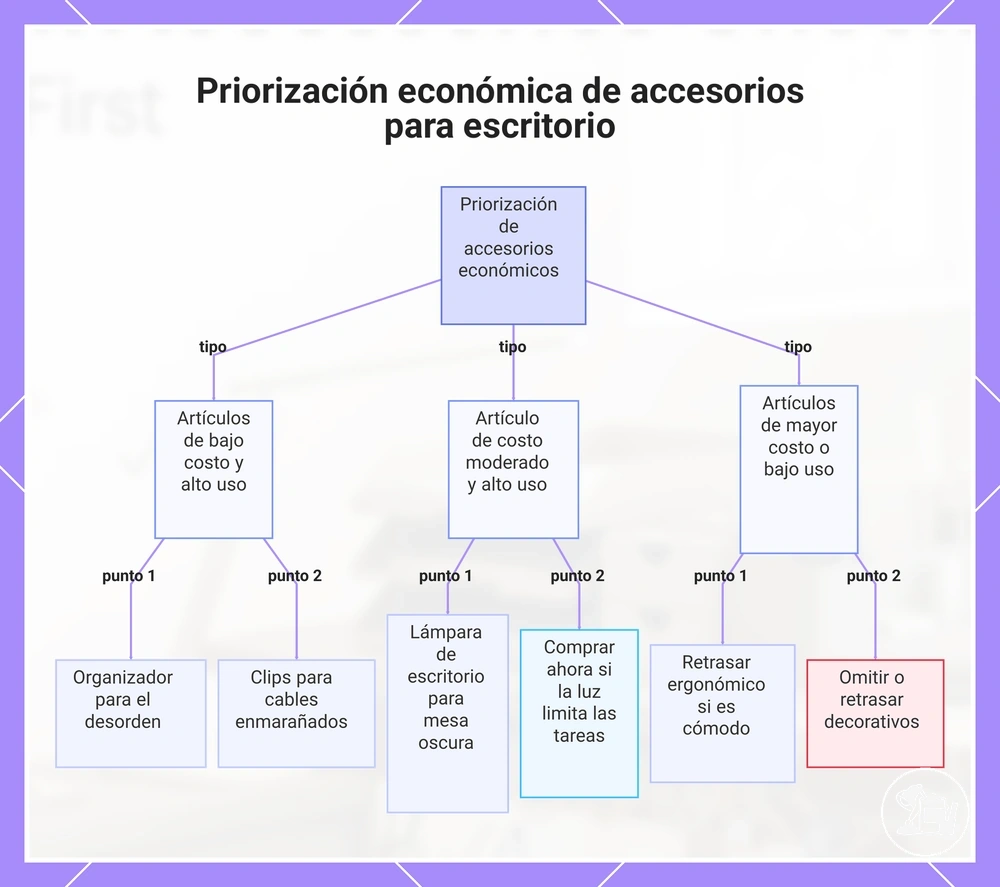 Priorización económica de accesorios para escritorio