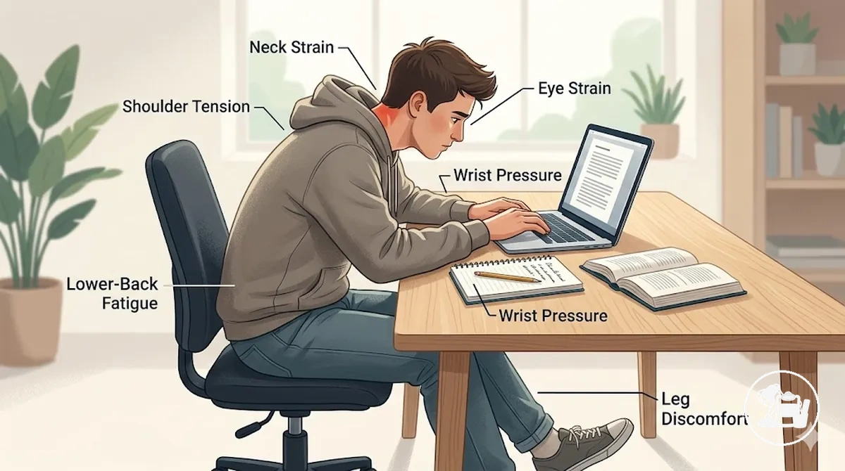 Problemas comunes de postura y confort durante el uso del escritorio de estudio