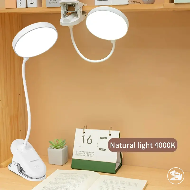 Lampe d’étude pliable rechargeable USB avec pince et variation tactile