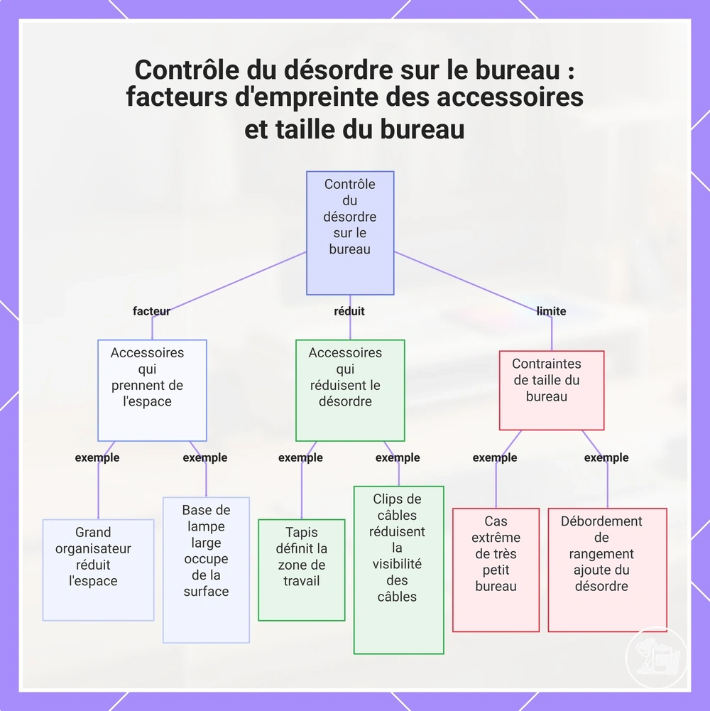 Contrôle du désordre sur le bureau : facteurs d'empreinte des accessoires et taille du bureau