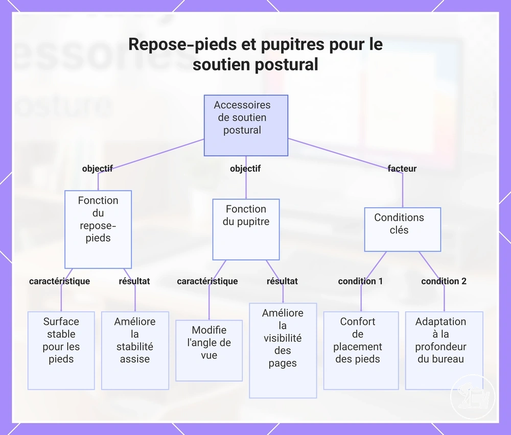Repose-pieds et pupitres pour le soutien postural