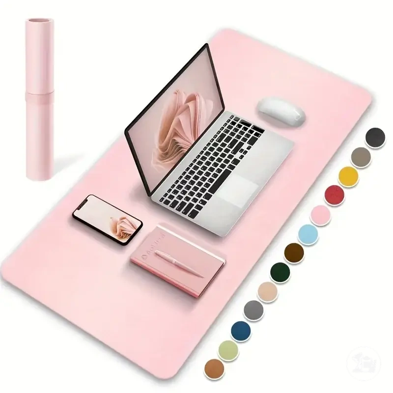 Mouse pad grande de couro PU para posicionar teclado e mouse