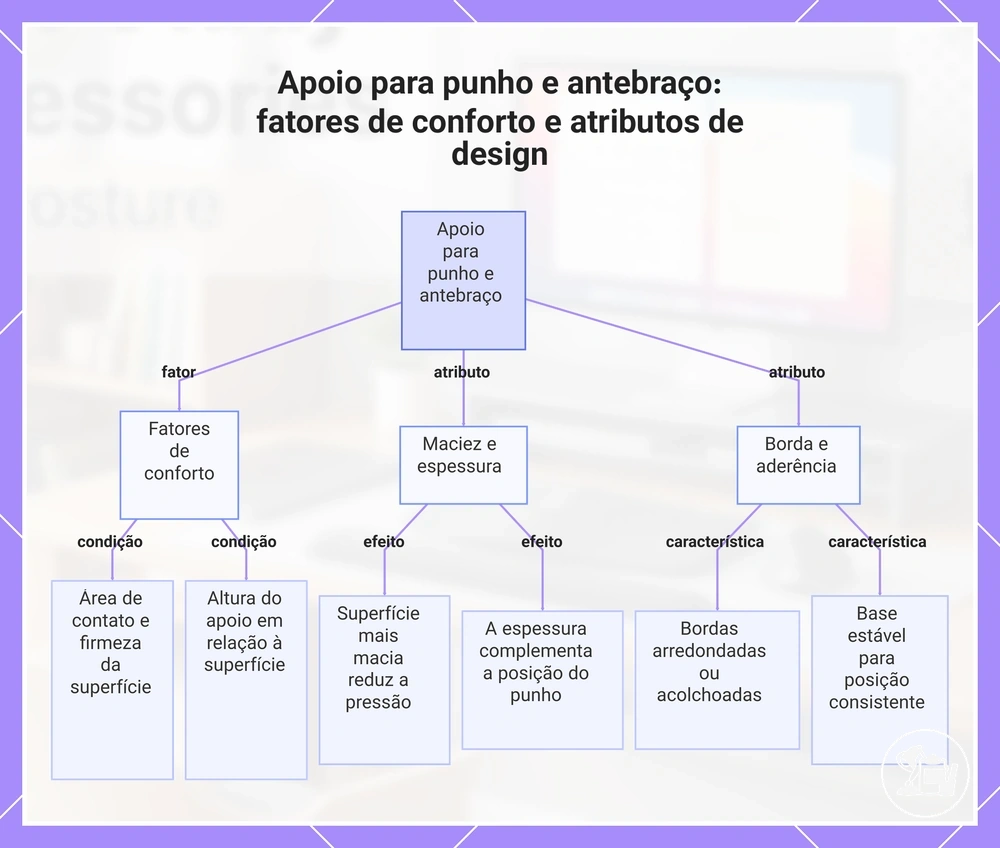 Apoio para punho e antebraço: fatores de conforto e atributos de design