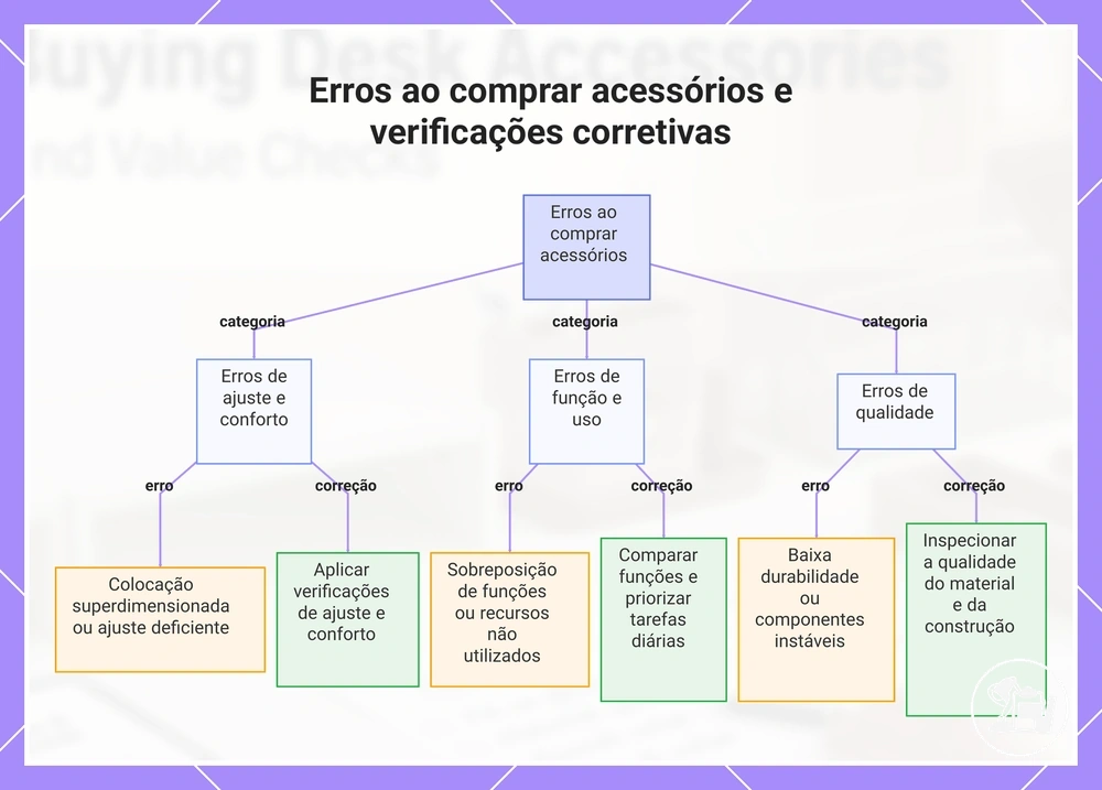 Erros ao comprar acessórios e verificações corretivas