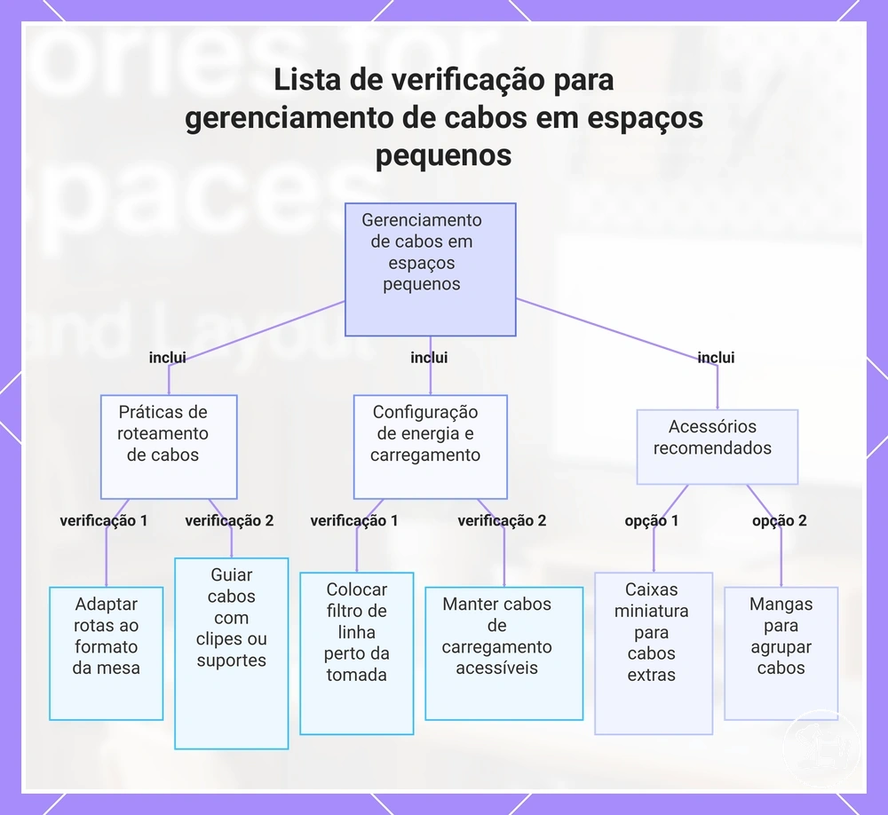 Lista de verificação para gerenciamento de cabos em espaços pequenos
