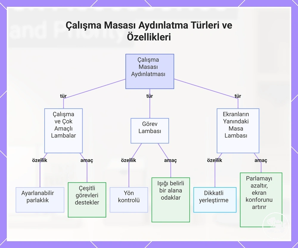 Çalışma Masası Aydınlatma Türleri ve Özellikleri