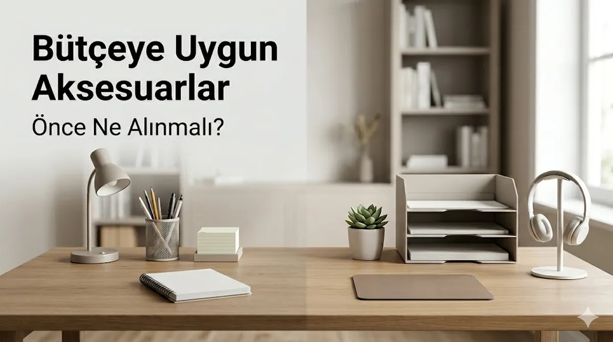 İlk satın alma önceliğine göre düzenlenmiş bütçeye uygun çalışma masası aksesuarları